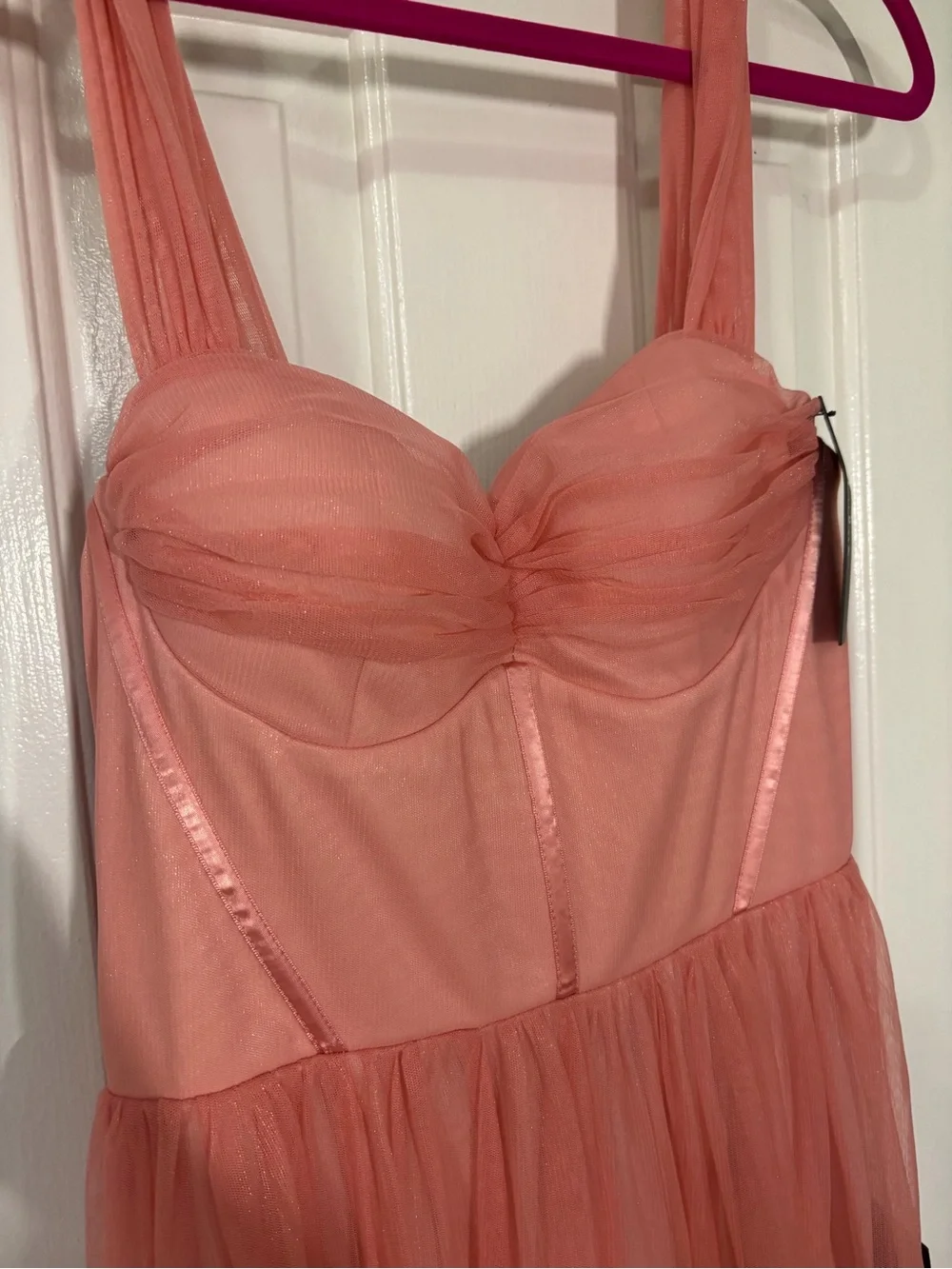 Lulu's Peach Pink Tiered Tulle Dress - Picture 2 of 7